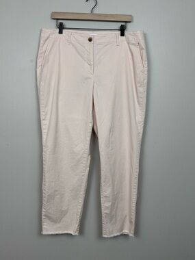 J Jill Pants Women 14 Pink Pima Chino Fringe Hem Raw Lightweight Coastal Prep